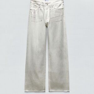 Midrise TRF wide leg loose fit metallic jeans